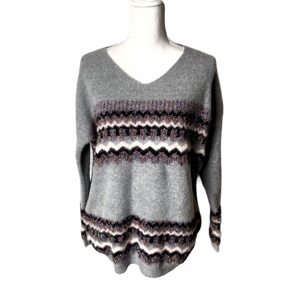 NWT Oliver Grey with Metallic Stripes Sweater